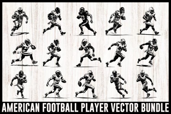 American Football Player Silhouette Bundle: Graphics & Crafts