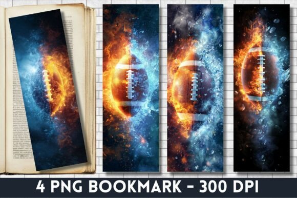 Fire and Ice American Football Bookmark Graphics for Crafts