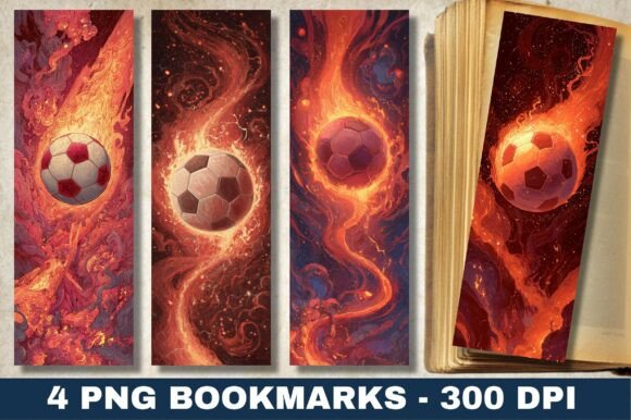 Fire Football Sports Digital Bookmark: Graphics & Crafts