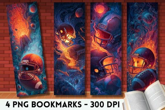 Flaming Football Helmet Abstract Graphics for Crafts