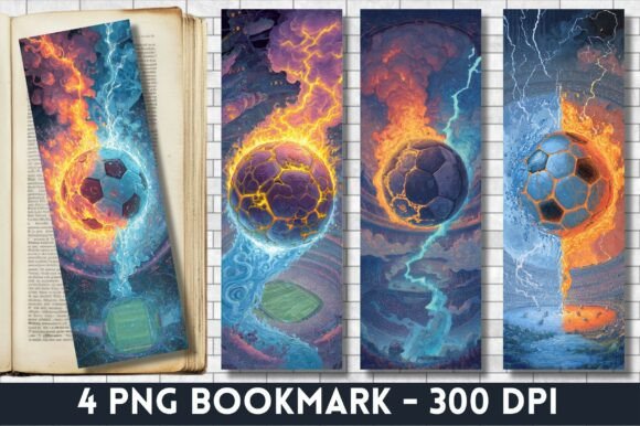 Football Fire Ice Stadium Split Bookmark Graphics & Crafts
