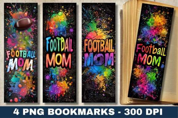 Football Mom Neon Splash Bookmark Design: A Bold Graphic for Crafts & Business Branding