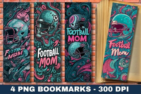 Football Mom Teal Pink Helmet Bookmark – Graphics for Crafts & Digital Product Sellers