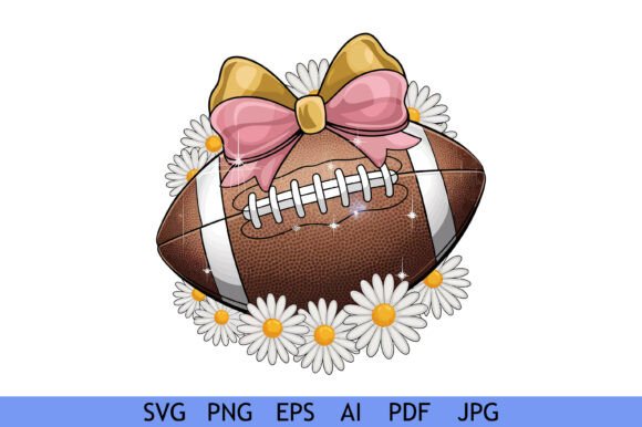 Football with Bow and Daisies: Graphics for Crafts