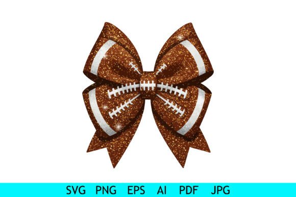 Glitter Football Bow Graphics for Crafts & Web