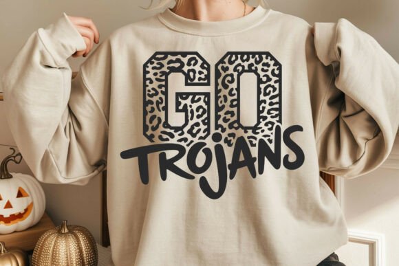 Go Trojans Leopard & Football Graphics for Crafts and Cricut Projects