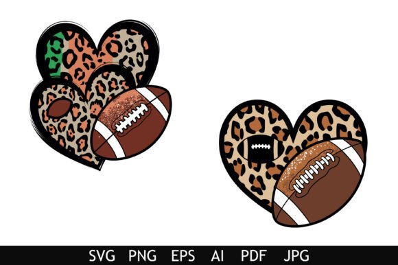 Leopard Football Heart Sublimation: Graphics for Crafts