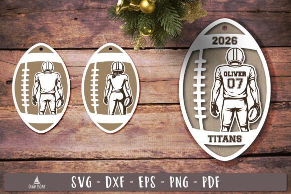 Personalized Football Ornament SVG: Festive Graphics for Local Business Branding & Crafts