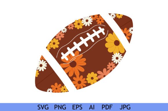 Retro Floral Pattern Football Clipart for Crafts & Graphics