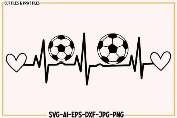 Soccer Heartbeat SVG PNG: Graphics for Sports Crafts